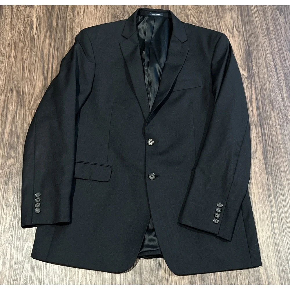 Ralph Ralph Lauren Blazer Men 44L Long Black Pinstriped Wool Sport Coat
